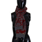 GF Ferre Red Grey Knitted Wrap Warmer Womens Shawl Scarf MS6833