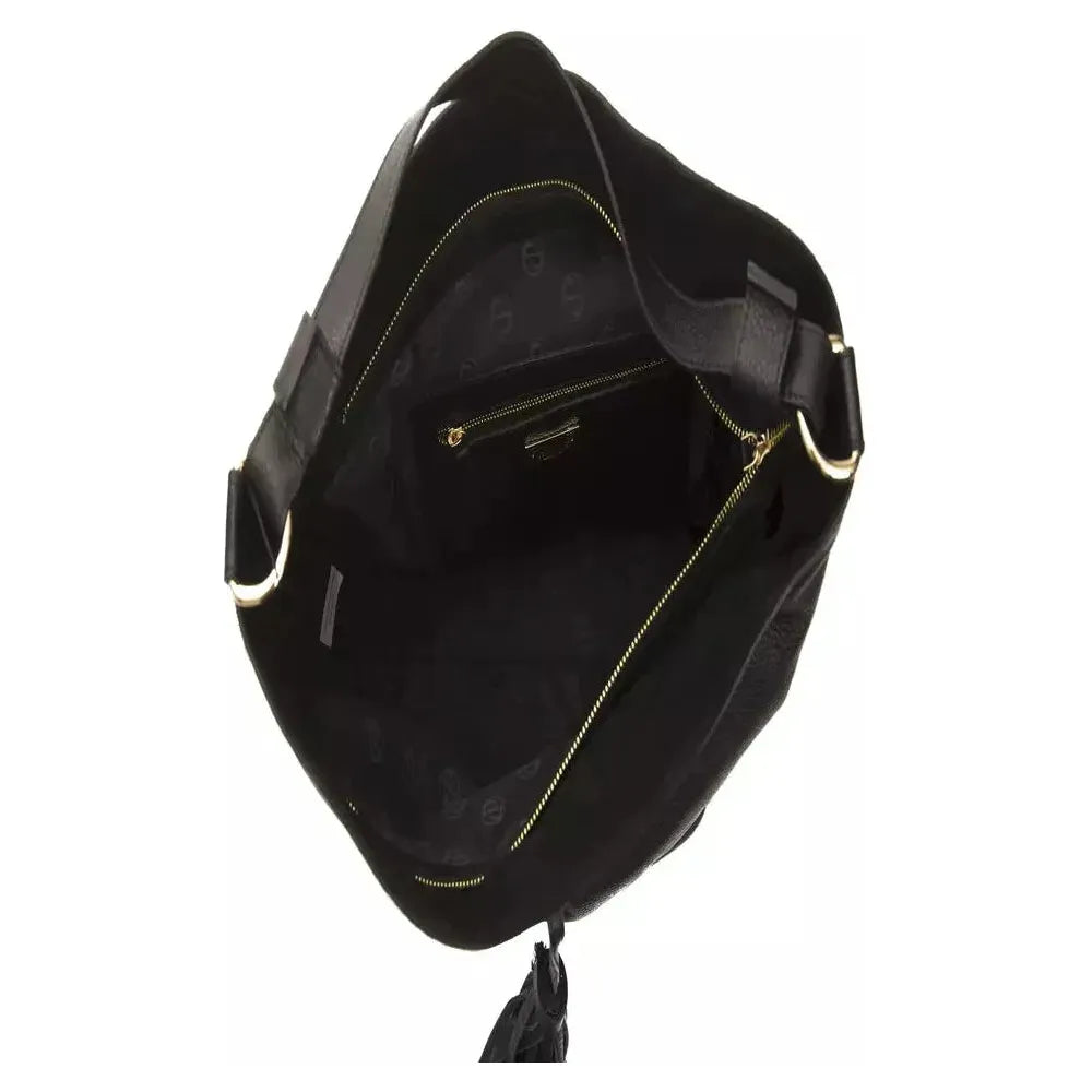 Pompei Donatella Black Leather Women Shoulder Bag PO-5803