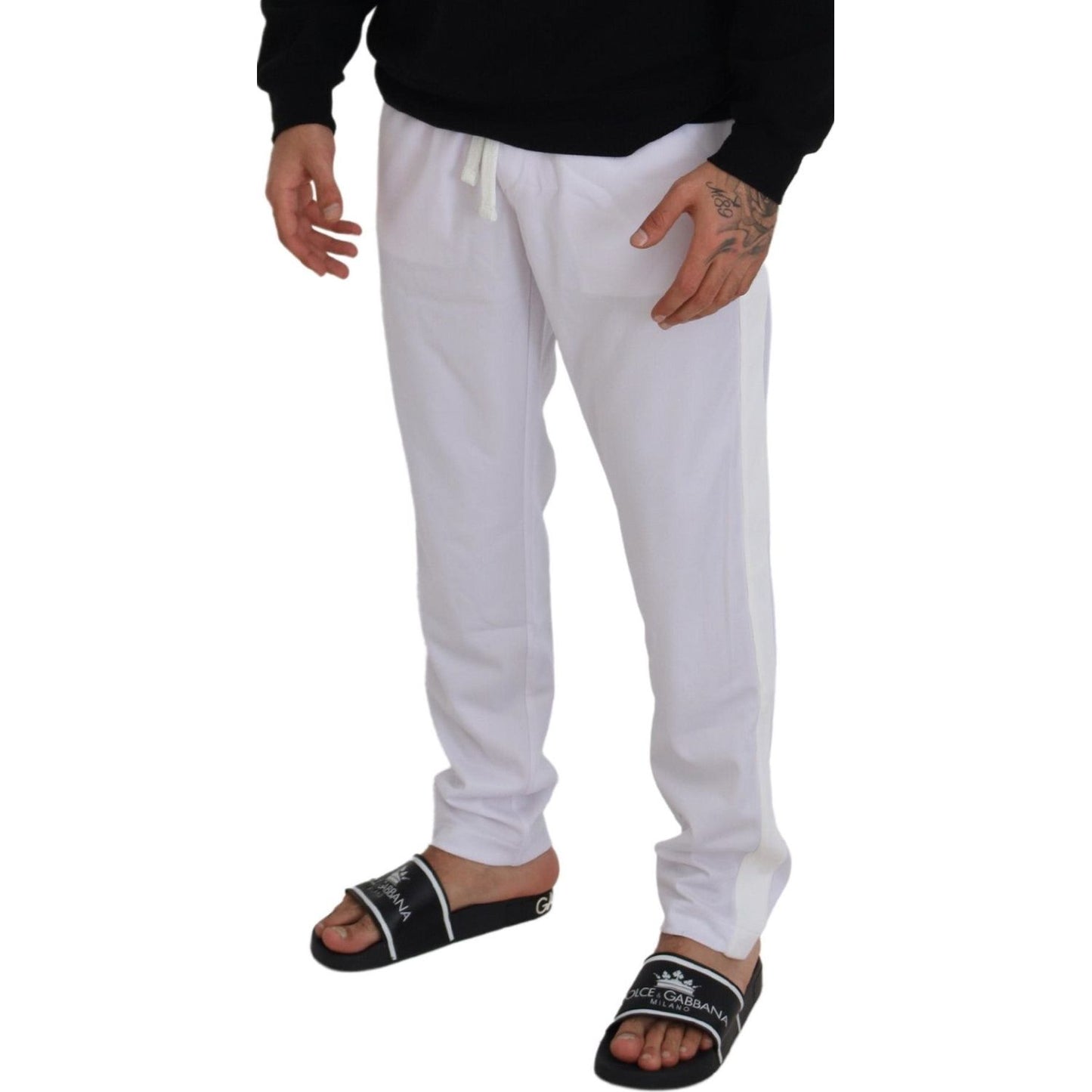 Dolce & Gabbana White Polyester Crown Logo Jogger Pants PAN73243 - 48