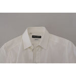 Dolce & Gabbana White Cotton Slim Fit Formal Dress GOLD Shirt TSH82959 - 37