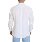 Dolce & Gabbana White Cotton Slim Fit Formal Dress GOLD Shirt TSH83044 - 43