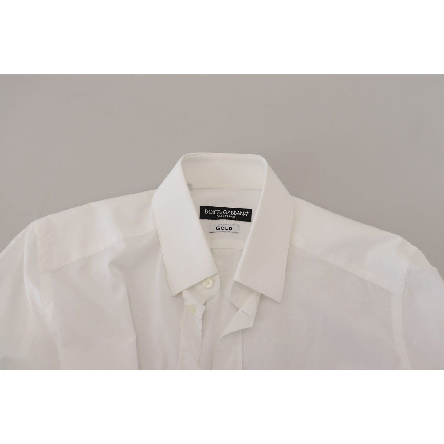 Dolce & Gabbana White Cotton Slim Fit Formal Dress GOLD Shirt TSH83045 - 37