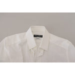 Dolce & Gabbana White Cotton Slim Fit Formal Dress GOLD Shirt TSH83045 - 37