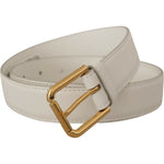 Dolce & Gabbana White Calf Leather Gold Tone Logo Metal Buckle Belt BEL8447 - 70
