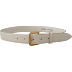 Dolce & Gabbana White Calf Leather Gold Tone Logo Metal Buckle Belt BEL8447 - 70