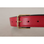 Dolce & Gabbana Red Calf Leather Gold Tone Logo Metal Buckle Belt BEL8469 - 70