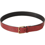 Dolce & Gabbana Red Leather Gold Logo Engraved Metal Buckle Belt BEL8671 - 85