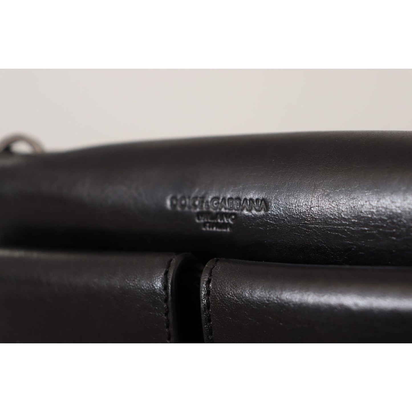 Dolce & Gabbana Black Leather Wristlet Mini Bag Card Bill Wallet VAS130274