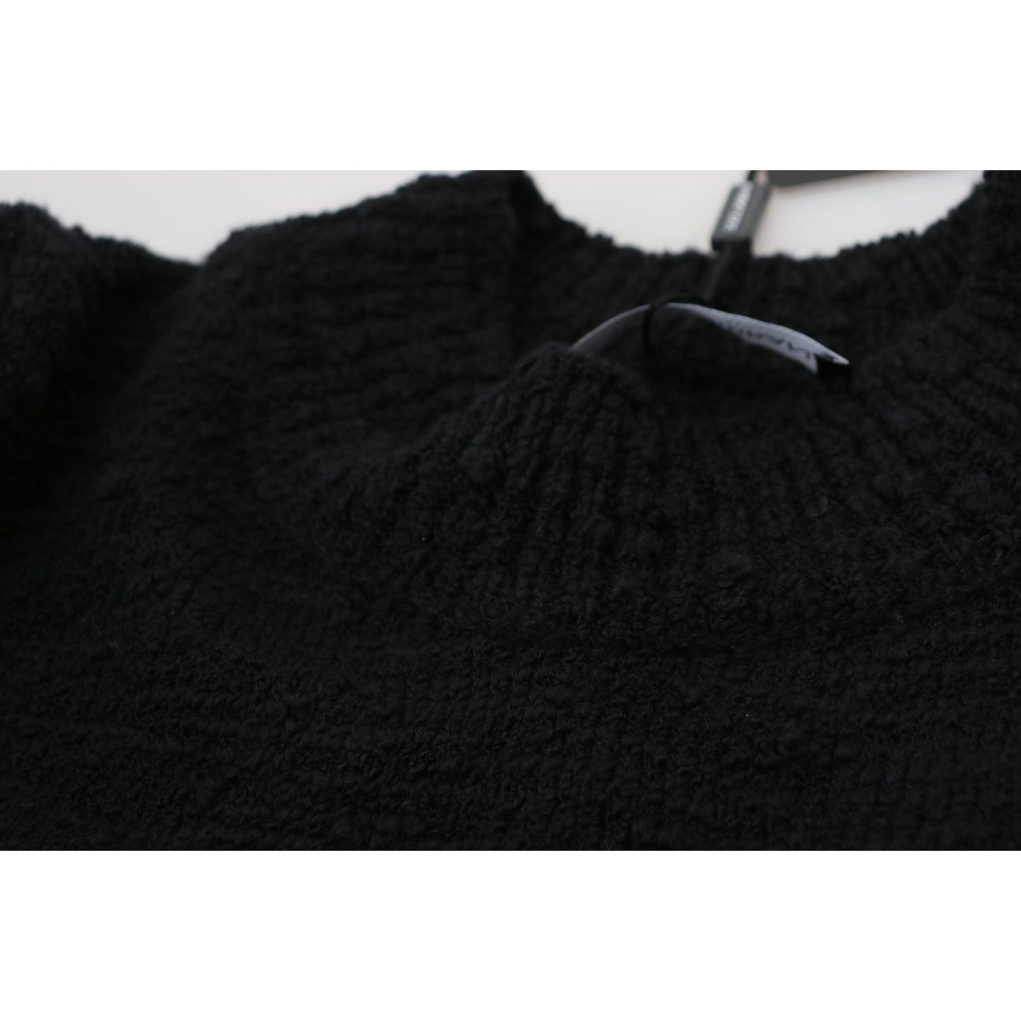 Dolce & Gabbana Black Wool Knit Crewneck Pullover Sweater
