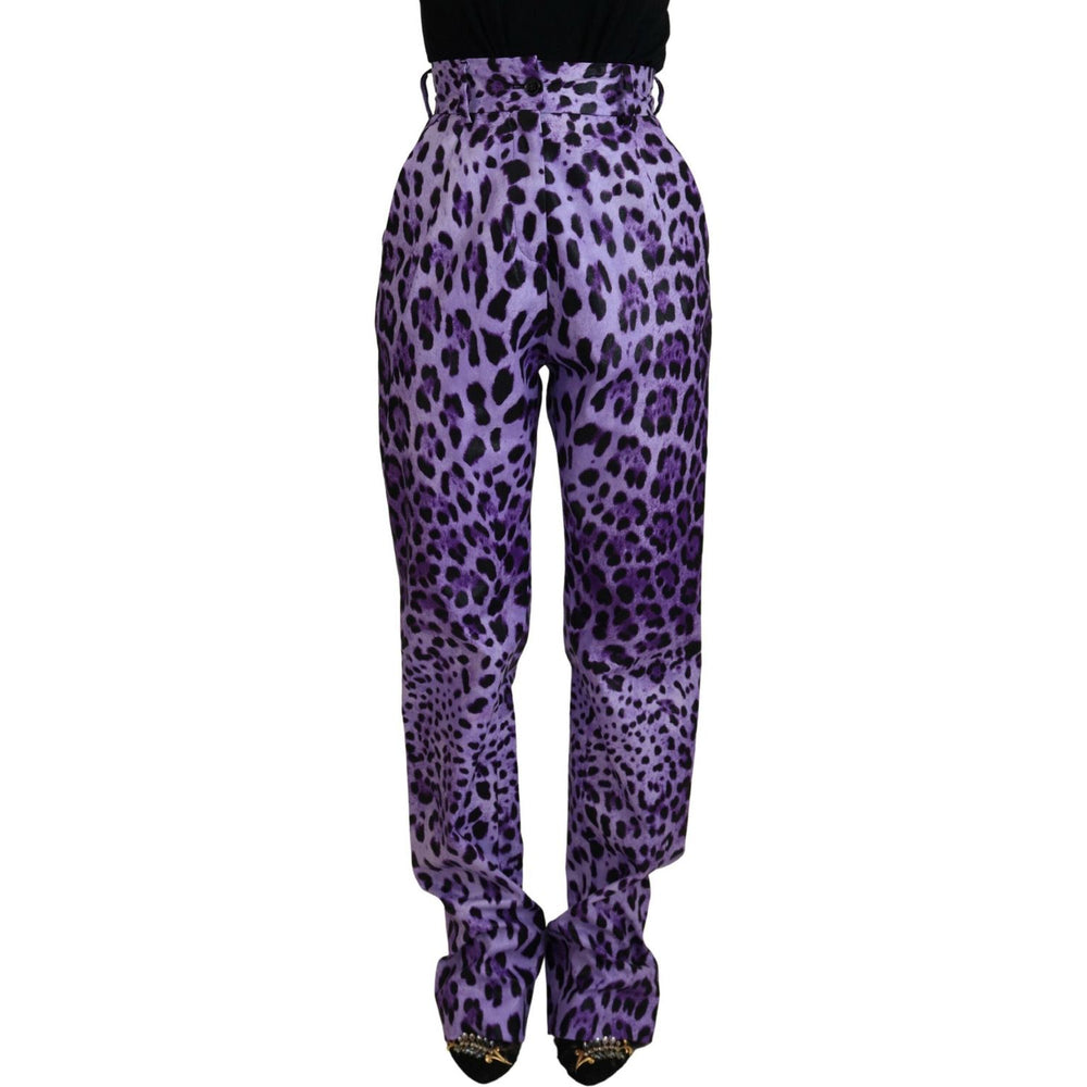 Dolce & Gabbana Purple Leopard Print High Waist Pants PAN74183- 40