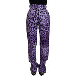 Dolce & Gabbana Purple Leopard Print High Waist Pants PAN74183- 40