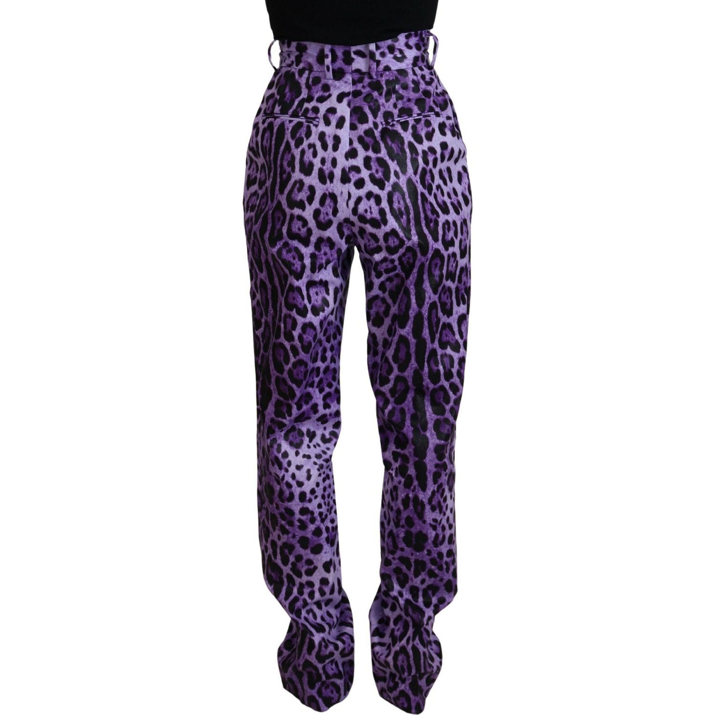 Dolce & Gabbana Purple Leopard Print High Waist Pants PAN74183- 40
