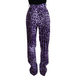 Dolce & Gabbana Purple Leopard Print High Waist Pants PAN74183- 40