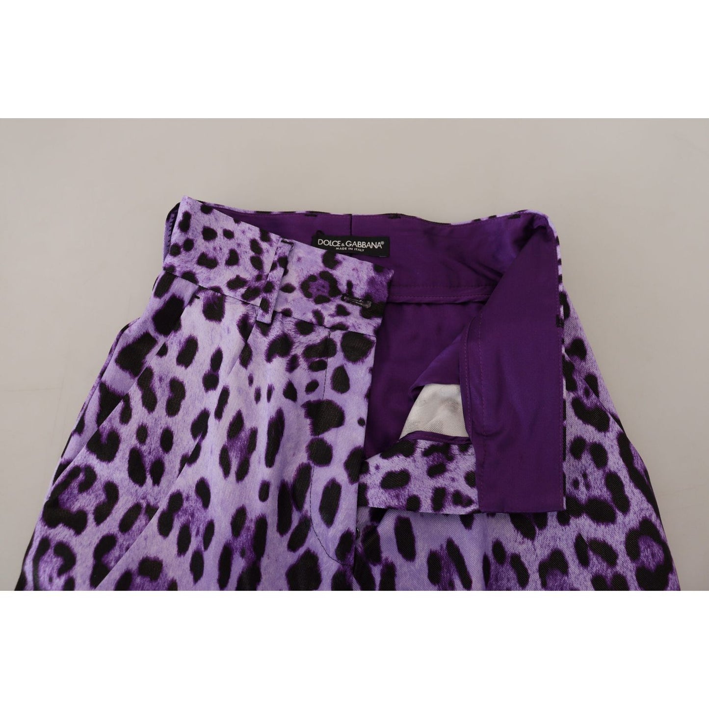 Dolce & Gabbana Purple Leopard Print High Waist Pants PAN74183- 40