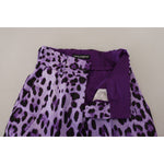 Dolce & Gabbana Purple Leopard Print High Waist Pants PAN74183- 40
