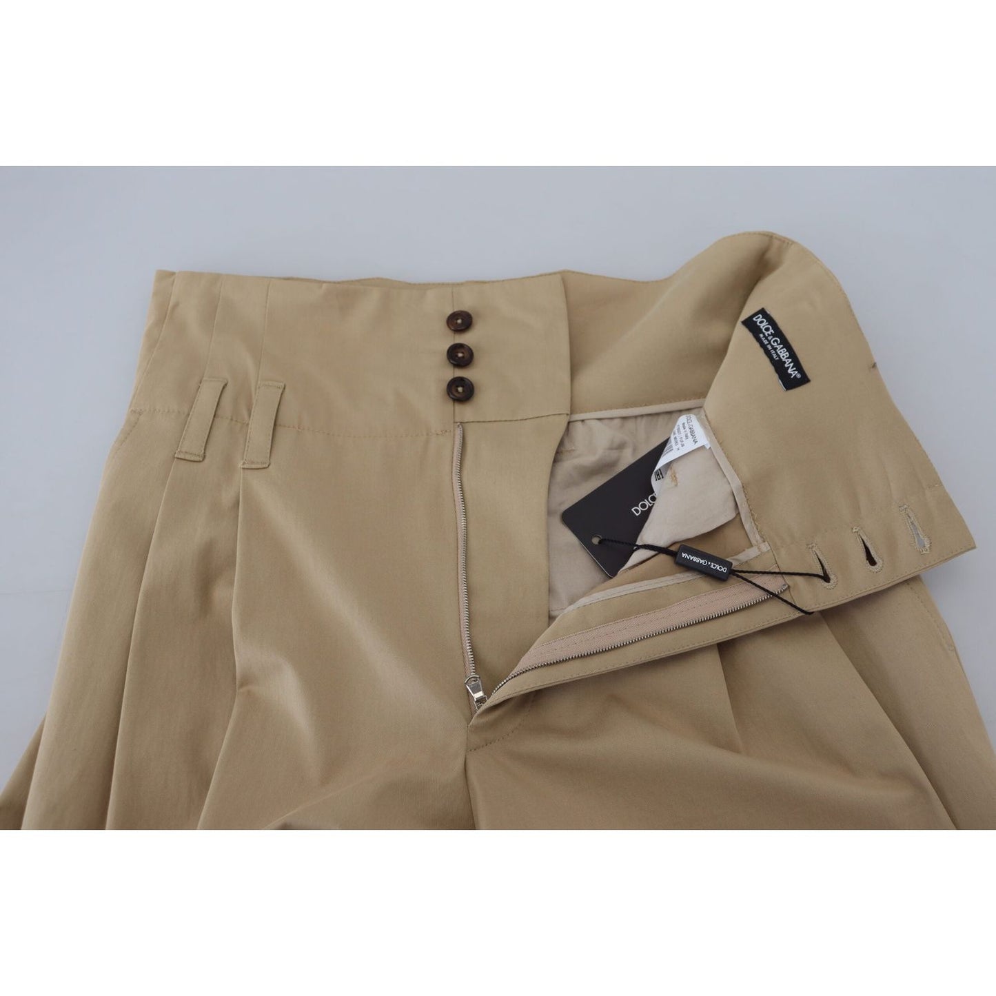Dolce & Gabbana Brown Cotton High Waist Tapered Pants PAN74589- 40