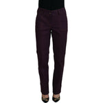 BENCIVENGA Purple Cotton Mid Waist Women Tapered Pants PAN74063-44