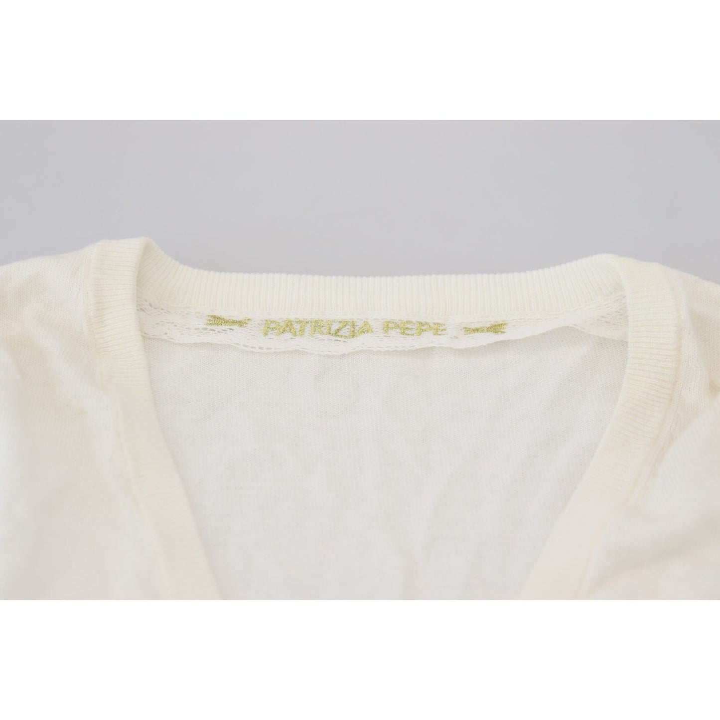 Patrizia Pepe Ivory V-Neck Long Sleeves Women Blouse Top TSH6998 -IT1