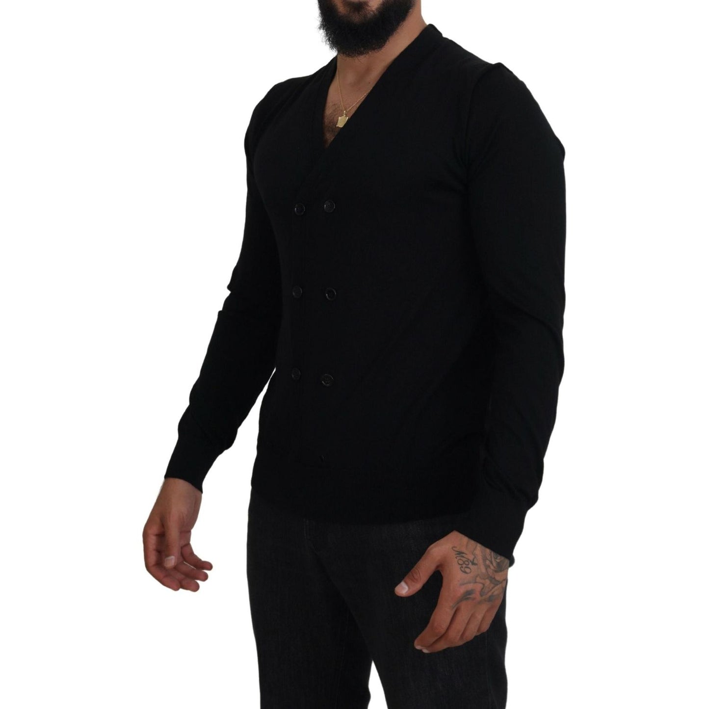 Dolce & Gabbana Black Cashmere Button Down Cardigan Sweater TSH83993-50