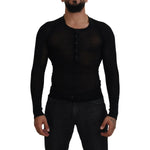 Dolce & Gabbana Black Cashmere Button Pullover Sweater TSH84013-44