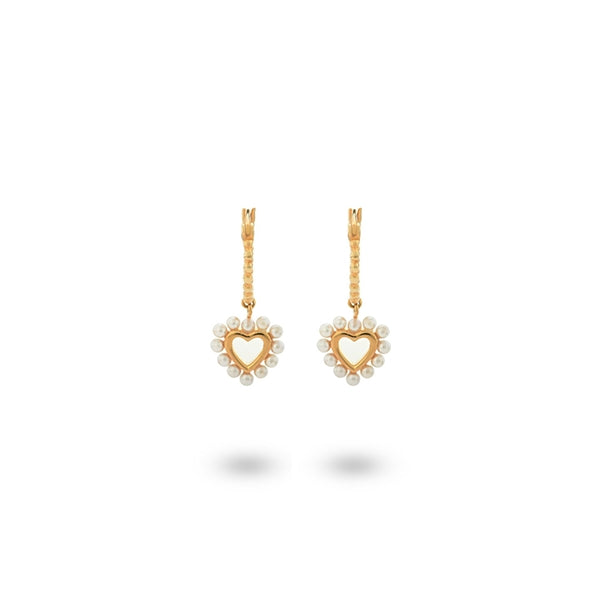 24KAE JEWELS JEWELRY Mod. 42403Y heart-shaped earrings with pearls