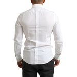 Dolce & Gabbana White Tuxedo Slim Fit Baroque Shirt TSH84093- 38