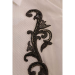 Dolce & Gabbana White Tuxedo Slim Fit Baroque Shirt TSH84093- 38