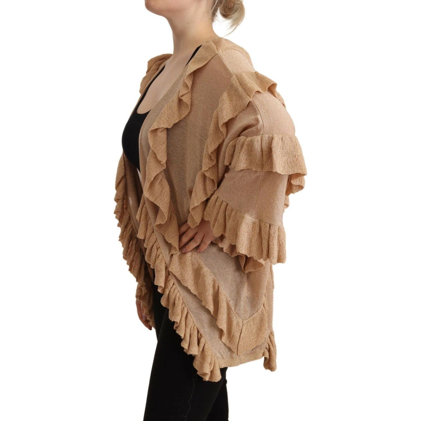 Aniye By Beige Ruffle Long Sleeves Open Front Cardigan Sweater TSH7190-40