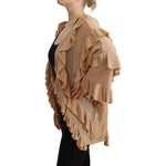 Aniye By Beige Ruffle Long Sleeves Open Front Cardigan Sweater TSH7190-40