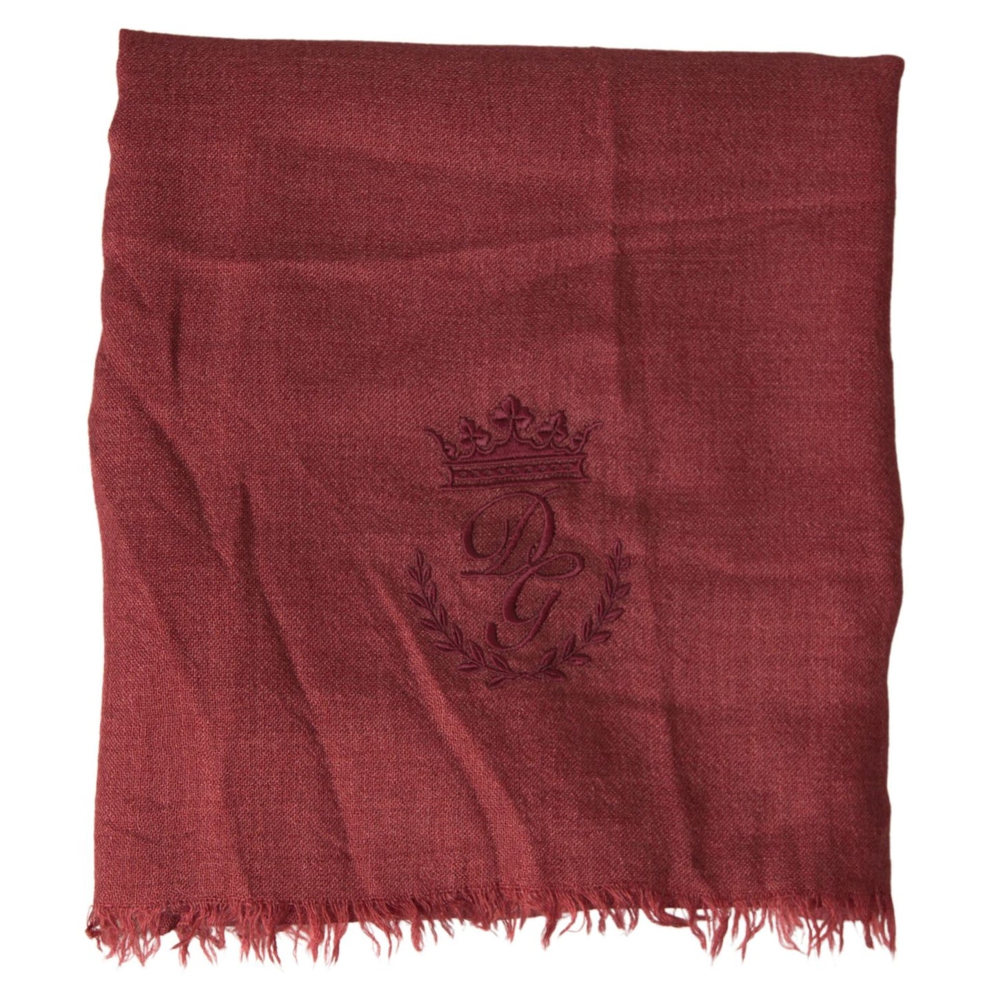 Dolce & Gabbana Maroon Cashmere Knit Wrap Shawl Fringe Scarf
