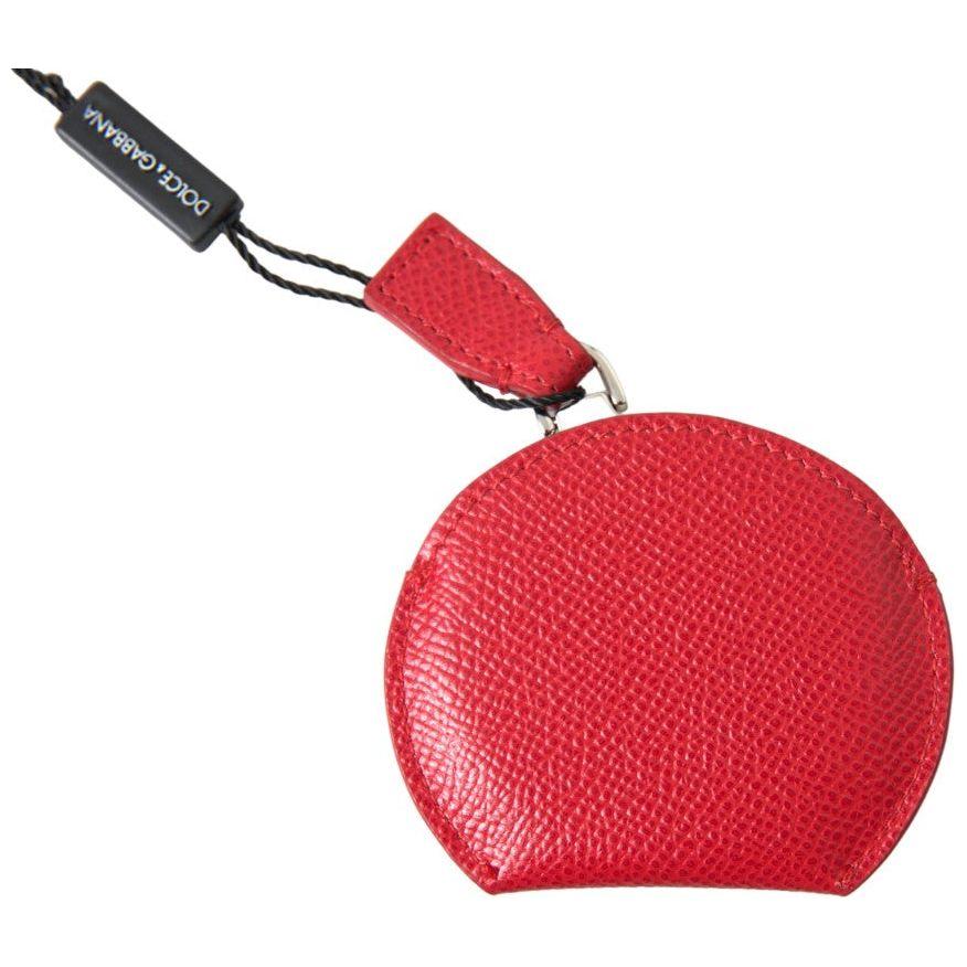 Dolce & Gabbana Red Calfskin Leather Hand Mirror Holder smy101197
