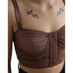 Dolce & Gabbana Brown Viscose Bustier Sleeveless Cropped Top TSH84279-40