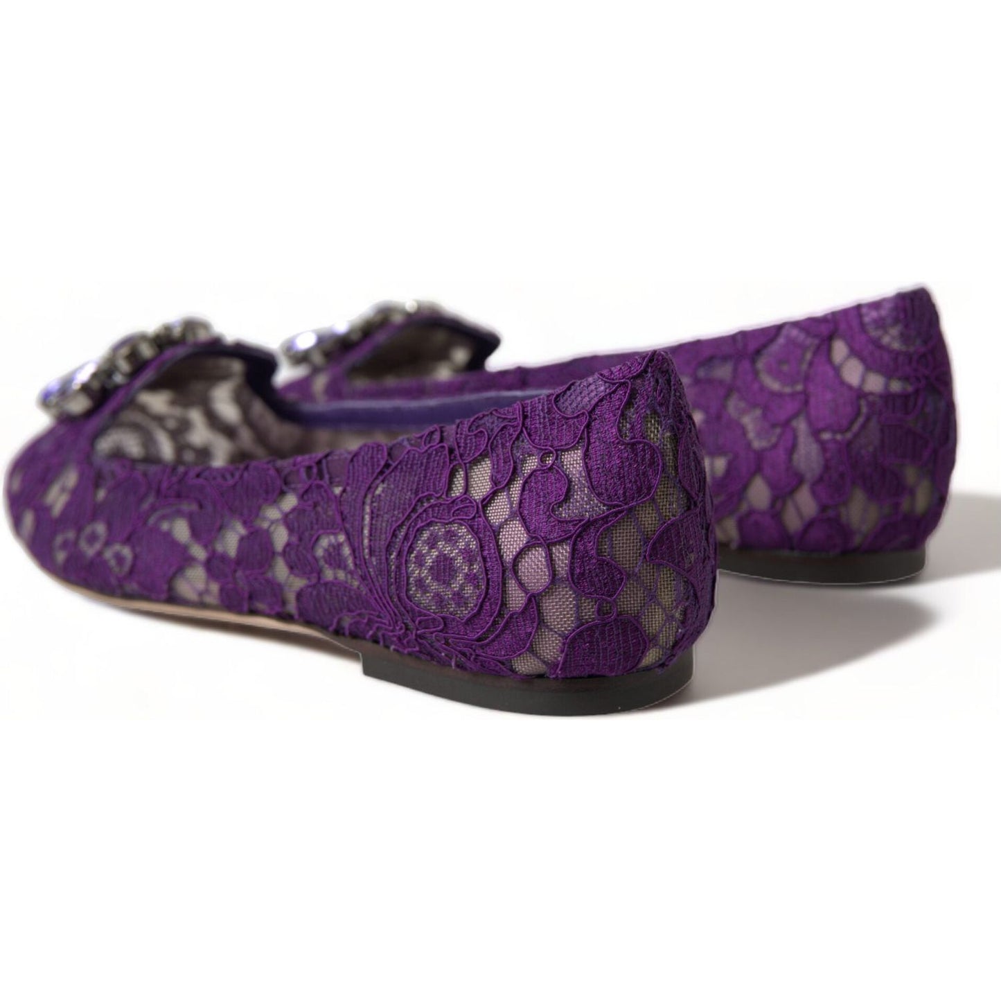 Dolce & Gabbana Purple Vally Taormina Lace Crystals Flats Shoes LA10303-37