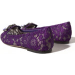 Dolce & Gabbana Purple Vally Taormina Lace Crystals Flats Shoes LA10303-37