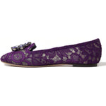Dolce & Gabbana Purple Vally Taormina Lace Crystals Flats Shoes LA10303-37