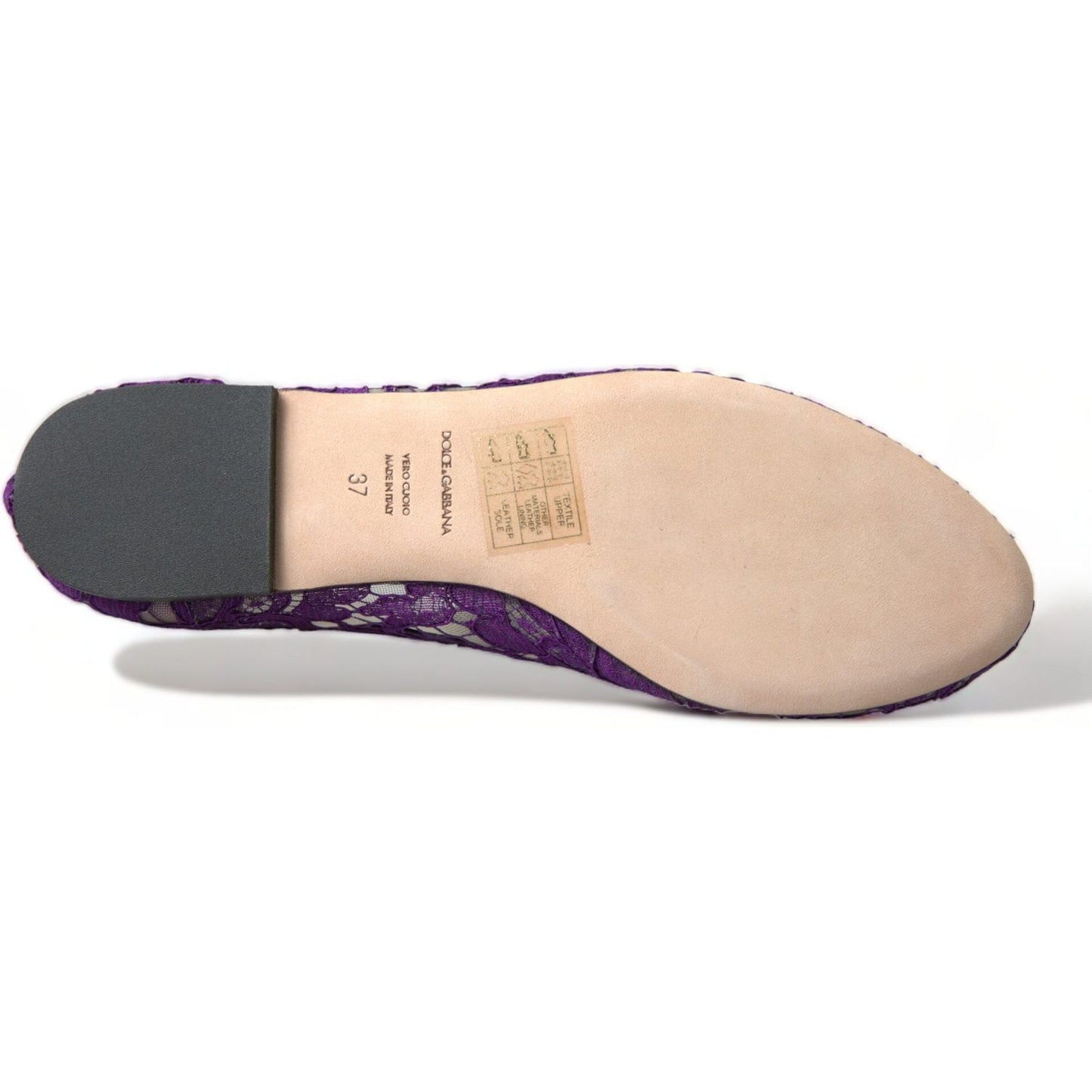 Dolce & Gabbana Purple Vally Taormina Lace Crystals Flats Shoes LA10303-37