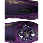 Dolce & Gabbana Purple Vally Taormina Lace Crystals Flats Shoes LA10303-37