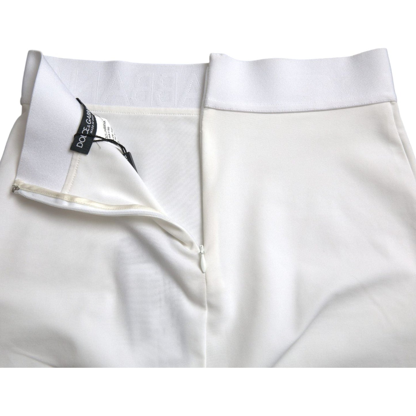 Dolce & Gabbana White Viscose High Waist Pencil Cut Mini Skirt