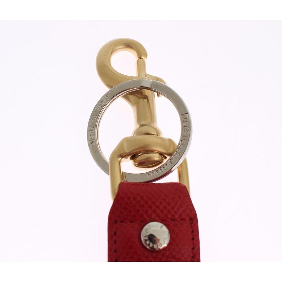 Dolce & Gabbana Gold Yellow Raffia Leather Clasp Finder Chain Keyring