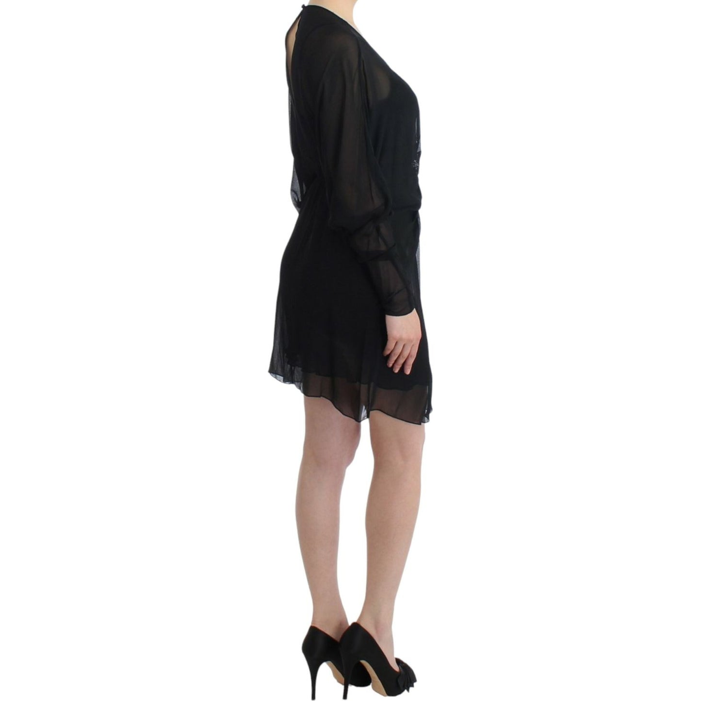 Cavalli Black long sleeve silk dress SIG11635-2