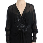 Cavalli Black long sleeve silk dress SIG11635-2