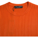 Dolce & Gabbana Orange Knitted Crewneck Men Pullover Sweater TSH84757-48