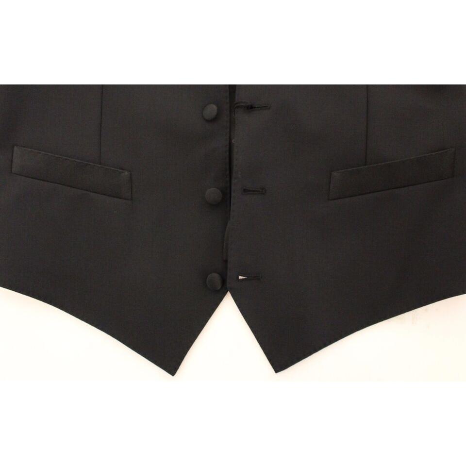 Dolce & Gabbana Black Wool Silk Stretch Dress Vest Blazer VES10054-1