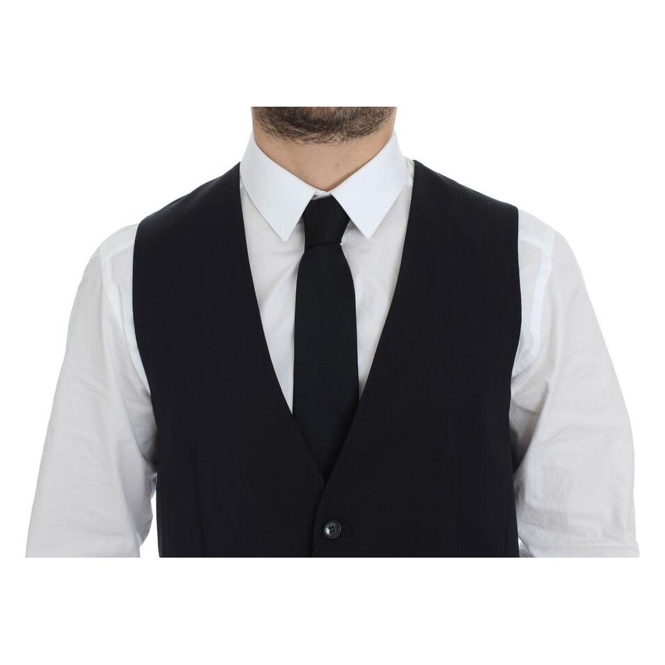 Dolce & Gabbana Gray Striped Wool Silk Dress Vest Gilet VES10029-2