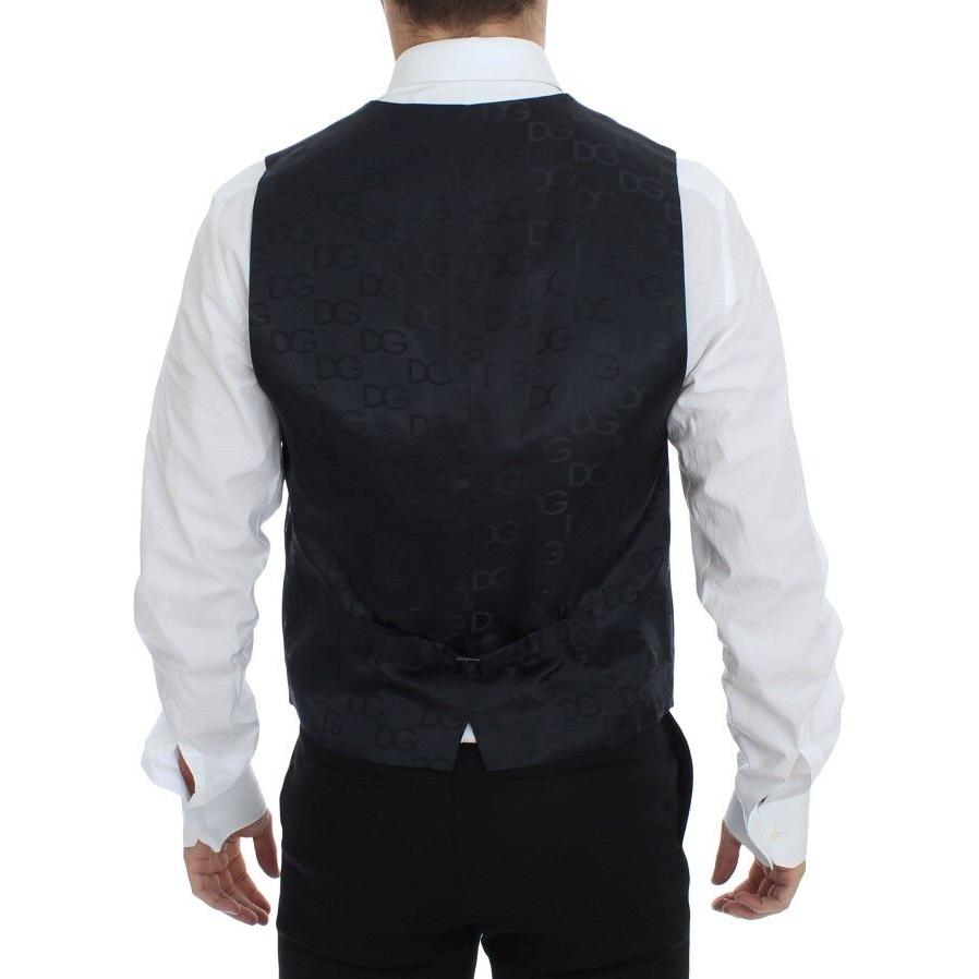 Dolce & Gabbana Gray Striped Wool Silk Dress Vest Gilet VES10029-2