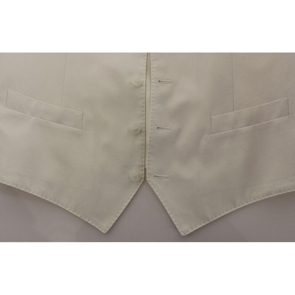 Dolce & Gabbana White Cotton Silk Blend Dress Vest Blazer VES10100-1
