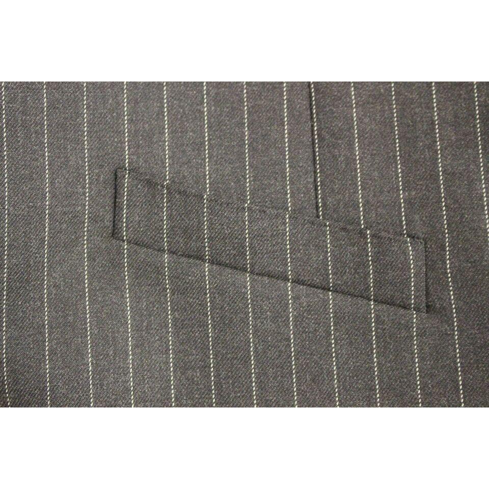 Dolce & Gabbana Gray Striped Wool Logo Vest Gilet Weste GSS12021-1