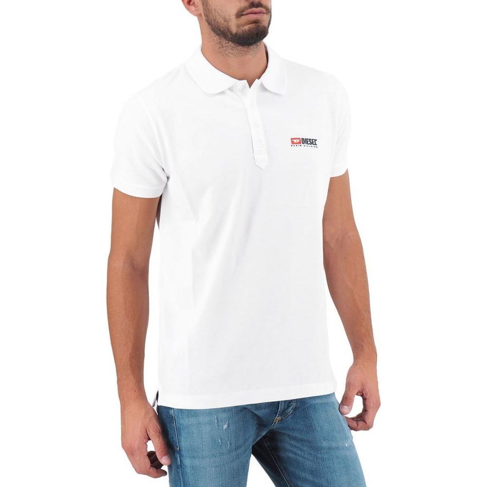 Diesel Elegant White Cotton Polo Shirt with Contrasting Logo DI-12001-XL