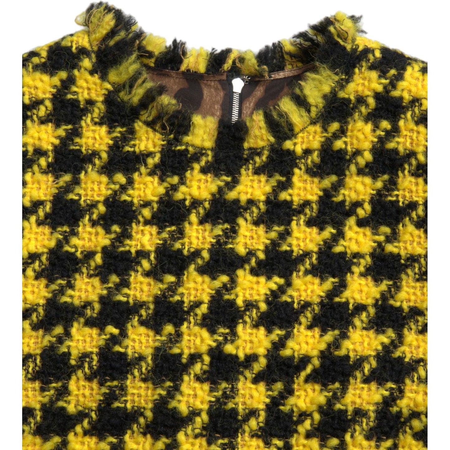 Dolce & Gabbana Yellow Houndstooth Sleeveless Aline Mini Dress