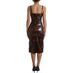 Dolce & Gabbana Brown Shiny Silk Sheath Sleeveless Bodycon Midi Dress DR281012-40
